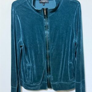 Talbots Teal Velvet Bomber Jacket